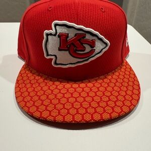 New Era Red Cap with KC Logo and Yellow Brim